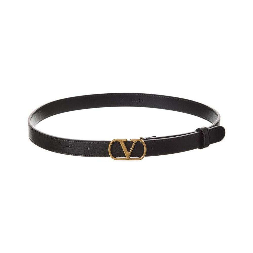 Valentino Vlogo Signature Leather Belt, Black